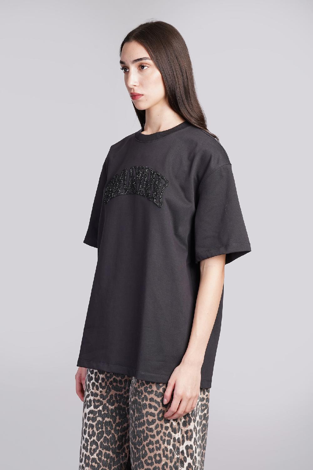Deliberti Ganni T-shirt in cotone nero cod. 409921 - Deliberti The Luxury Shopping Black Friday Prezzi