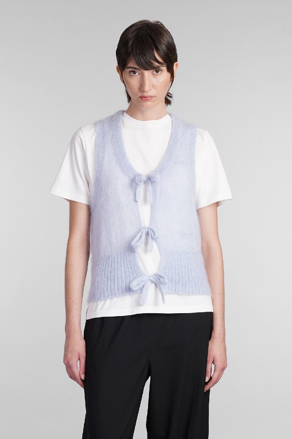 Deliberti Ganni Gilet in mohair celeste cod. 403444 - Deliberti The Luxury Shopping