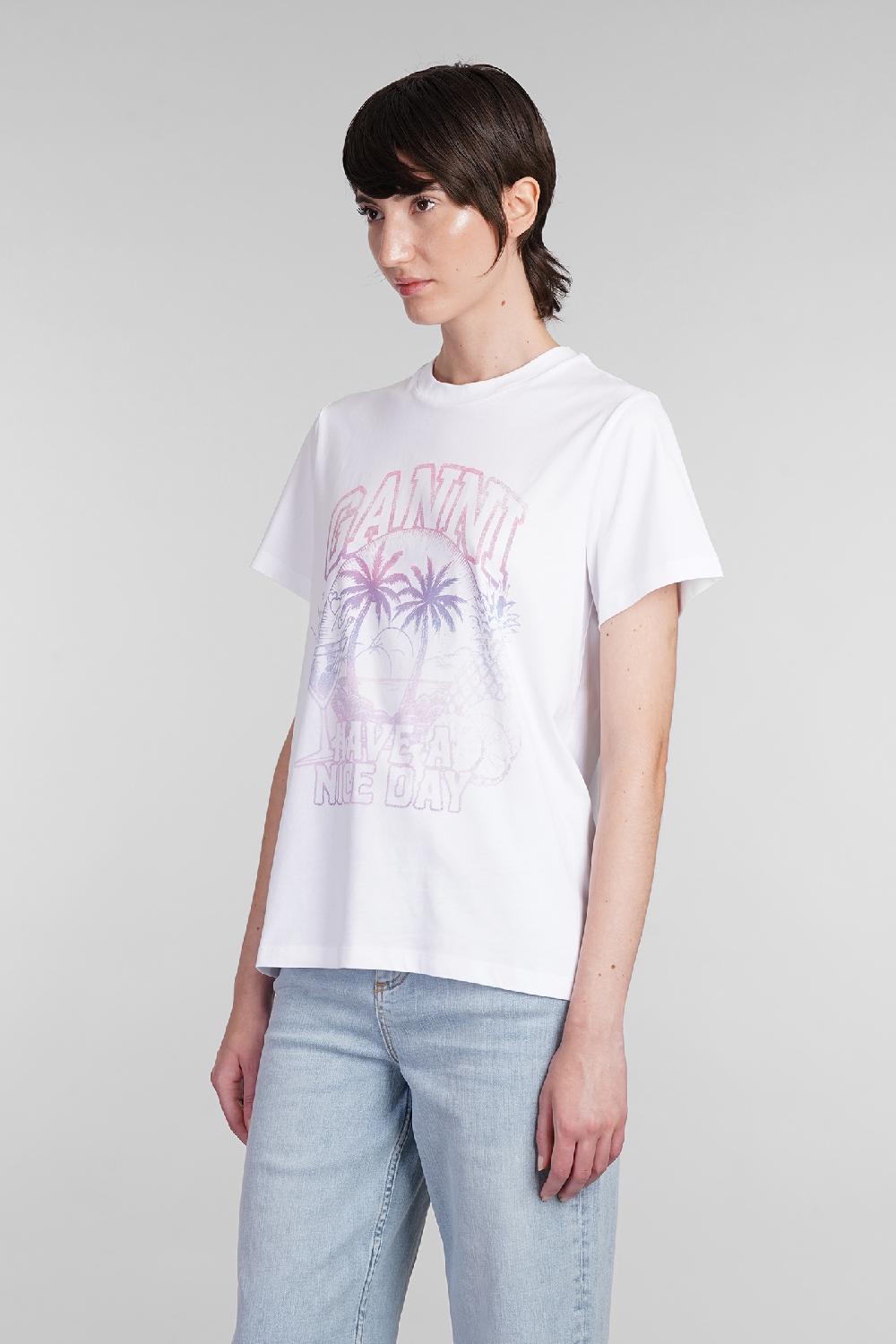 Deliberti Ganni T-shirt in cotone bianco cod. 403452 - Deliberti The Luxury Shopping Spedizione Gratuita
