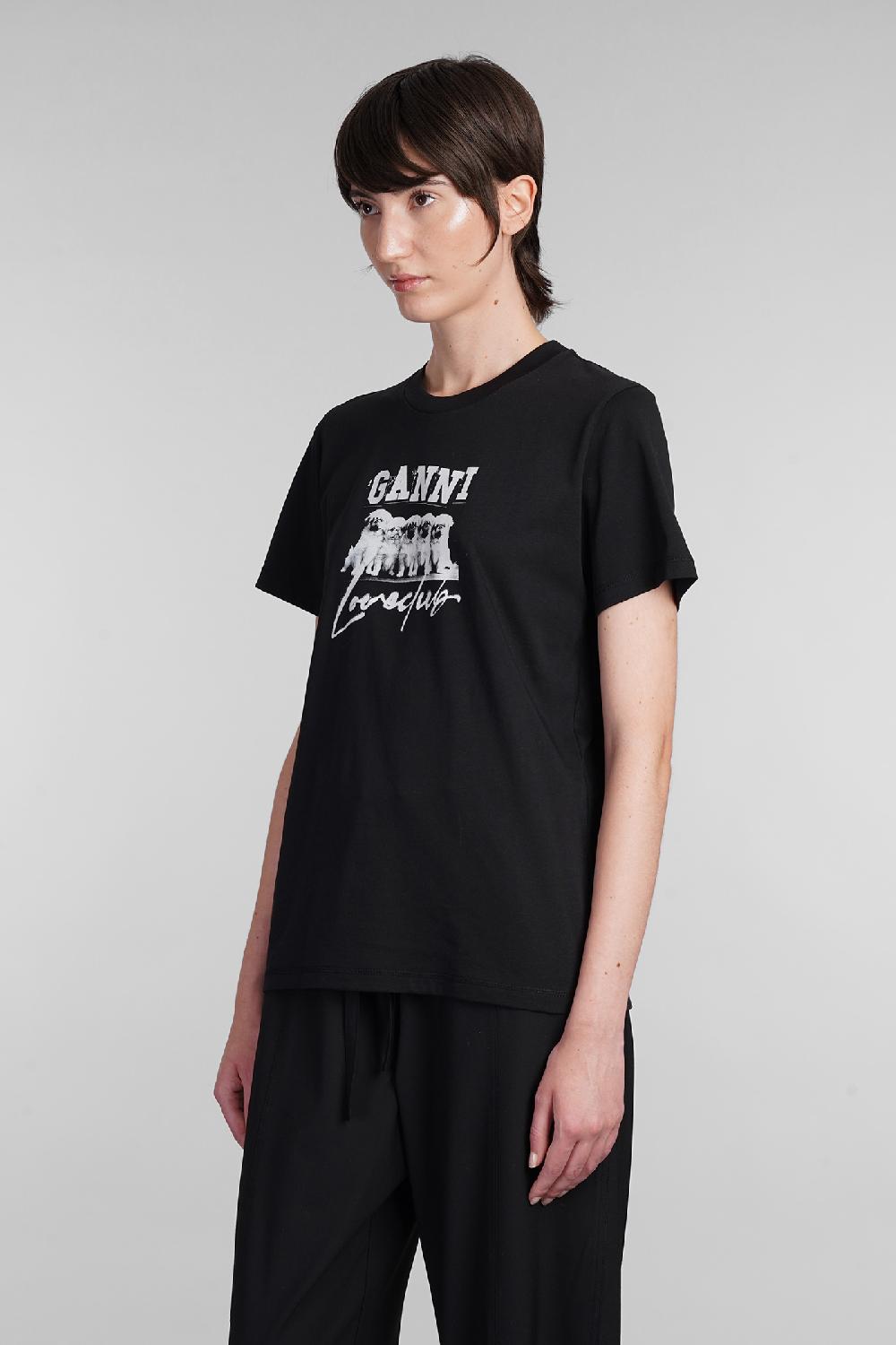 Deliberti Ganni T-shirt in cotone nero cod. 403458 - Deliberti The Luxury Shopping Prezzo Ridotto