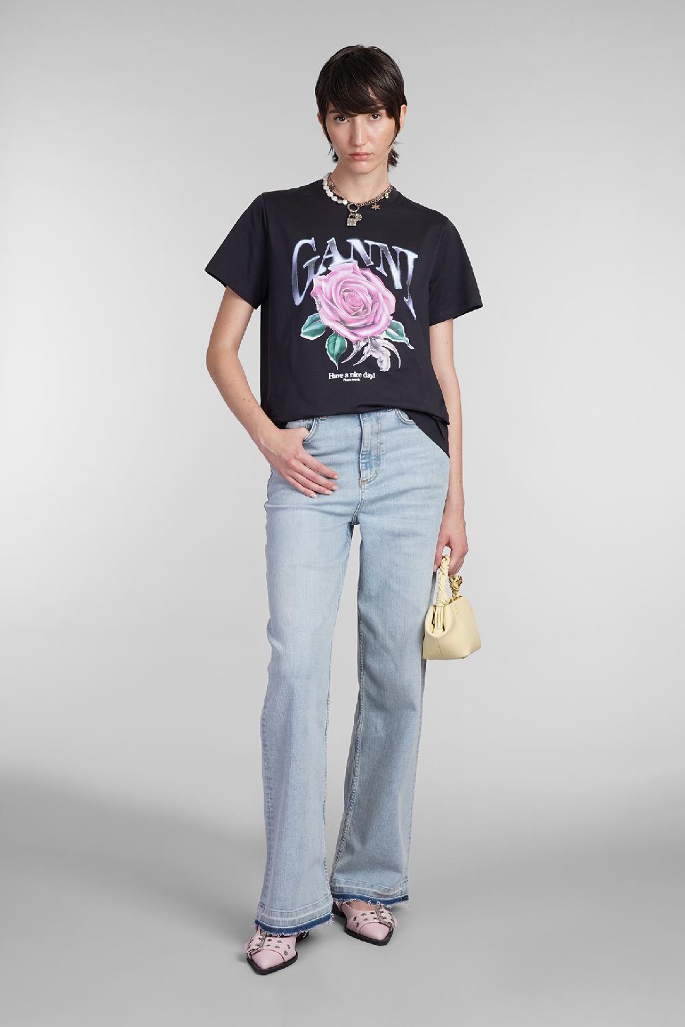 Deliberti Ganni T-shirt in cotone nero cod. 403421 - Deliberti The Luxury Shopping Offerta