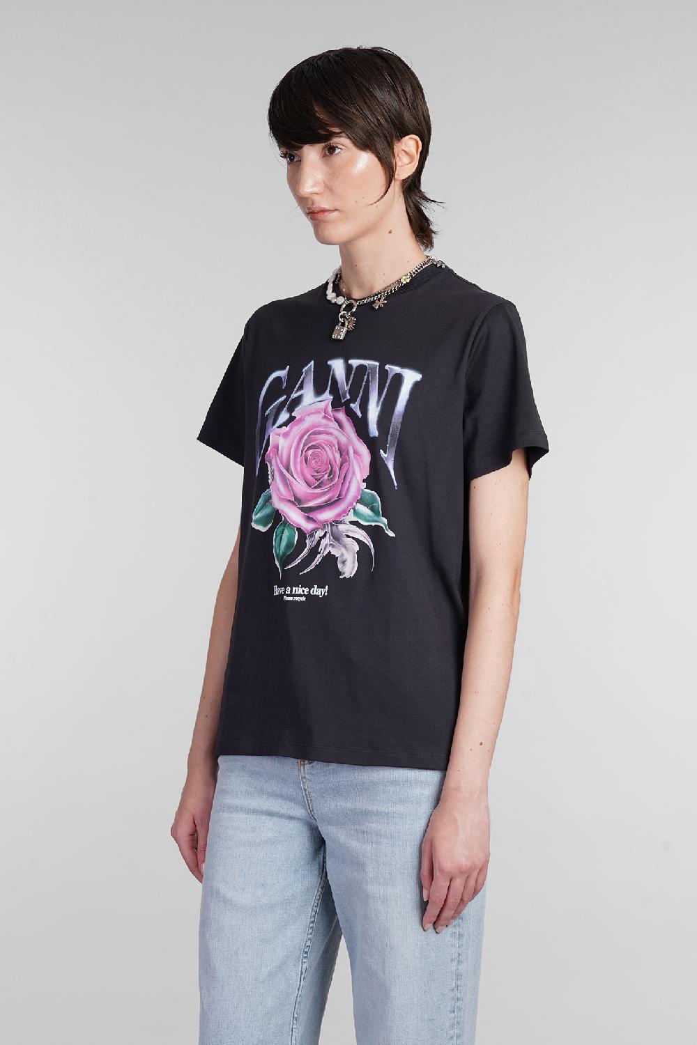 Deliberti Ganni T-shirt in cotone nero cod. 403421 - Deliberti The Luxury Shopping Offerta