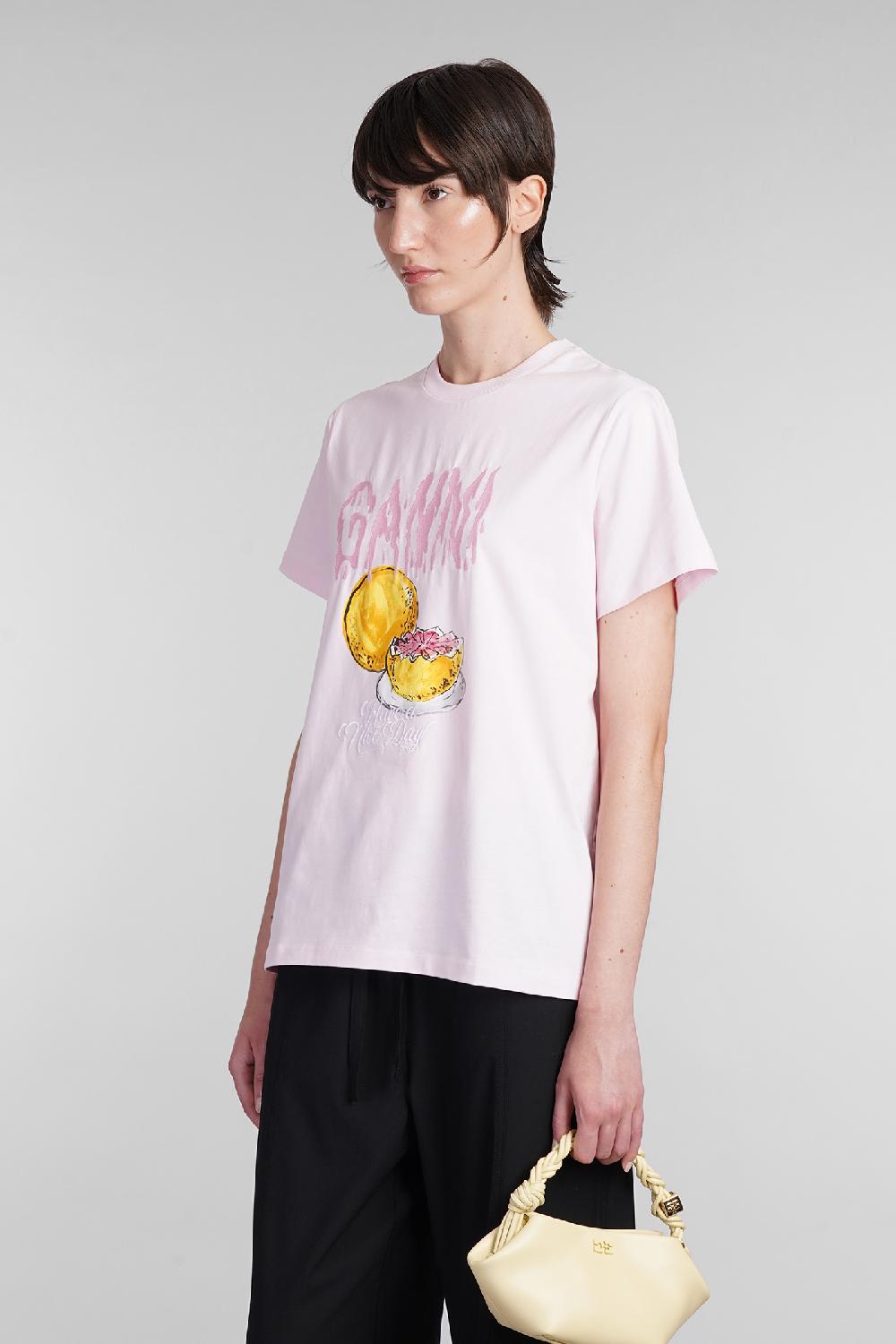 Deliberti Ganni T-shirt in cotone rosa cod. 403423 - Deliberti The Luxury Shopping Online