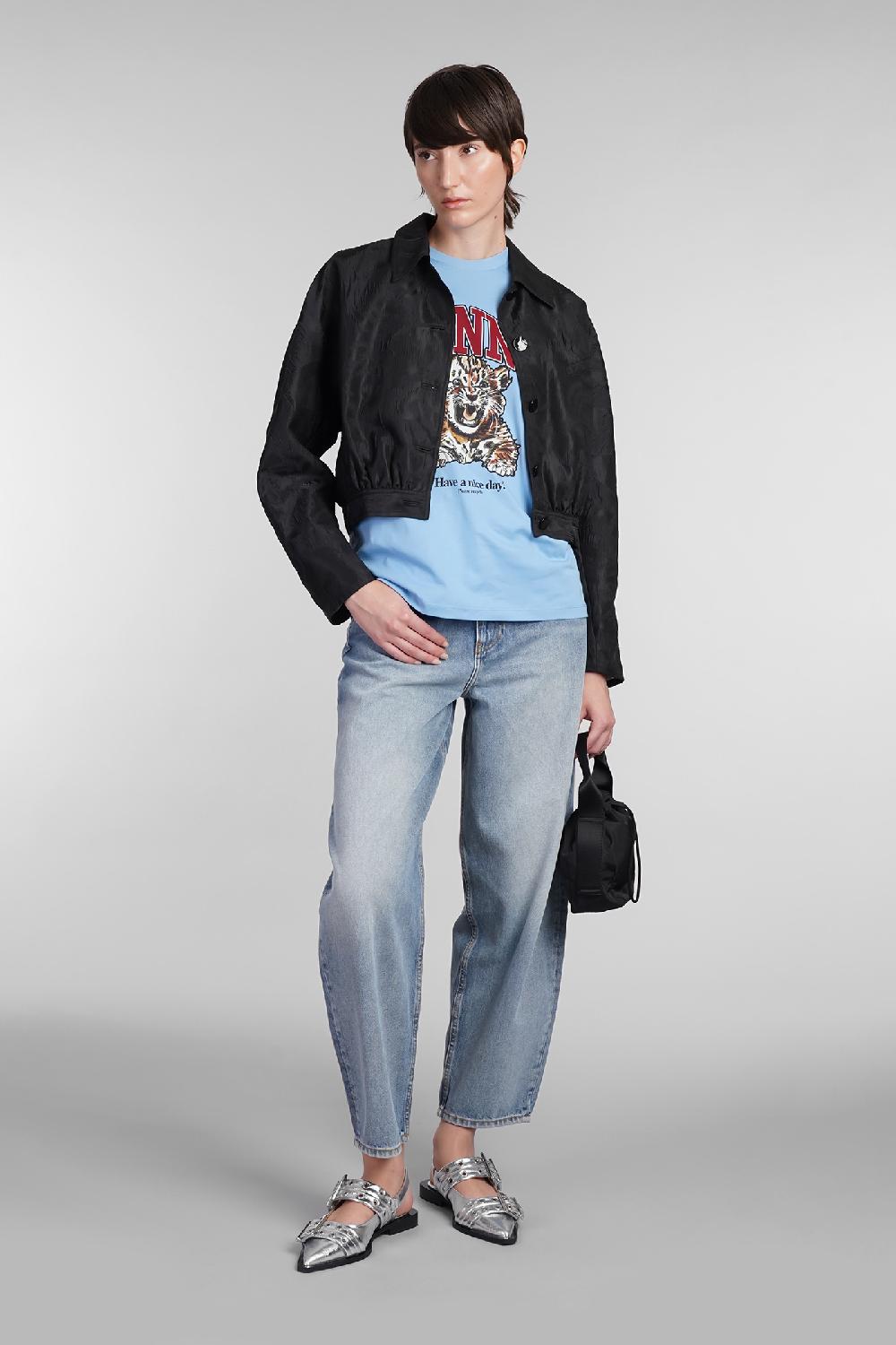 Deliberti Ganni T-shirt in cotone celeste cod. 403424 - Deliberti The Luxury Shopping In Vendita