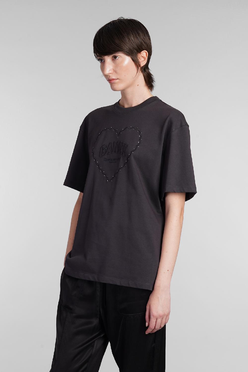 Deliberti Ganni T-shirt in cotone nero cod. 403425 - Deliberti The Luxury Shopping Hotsell