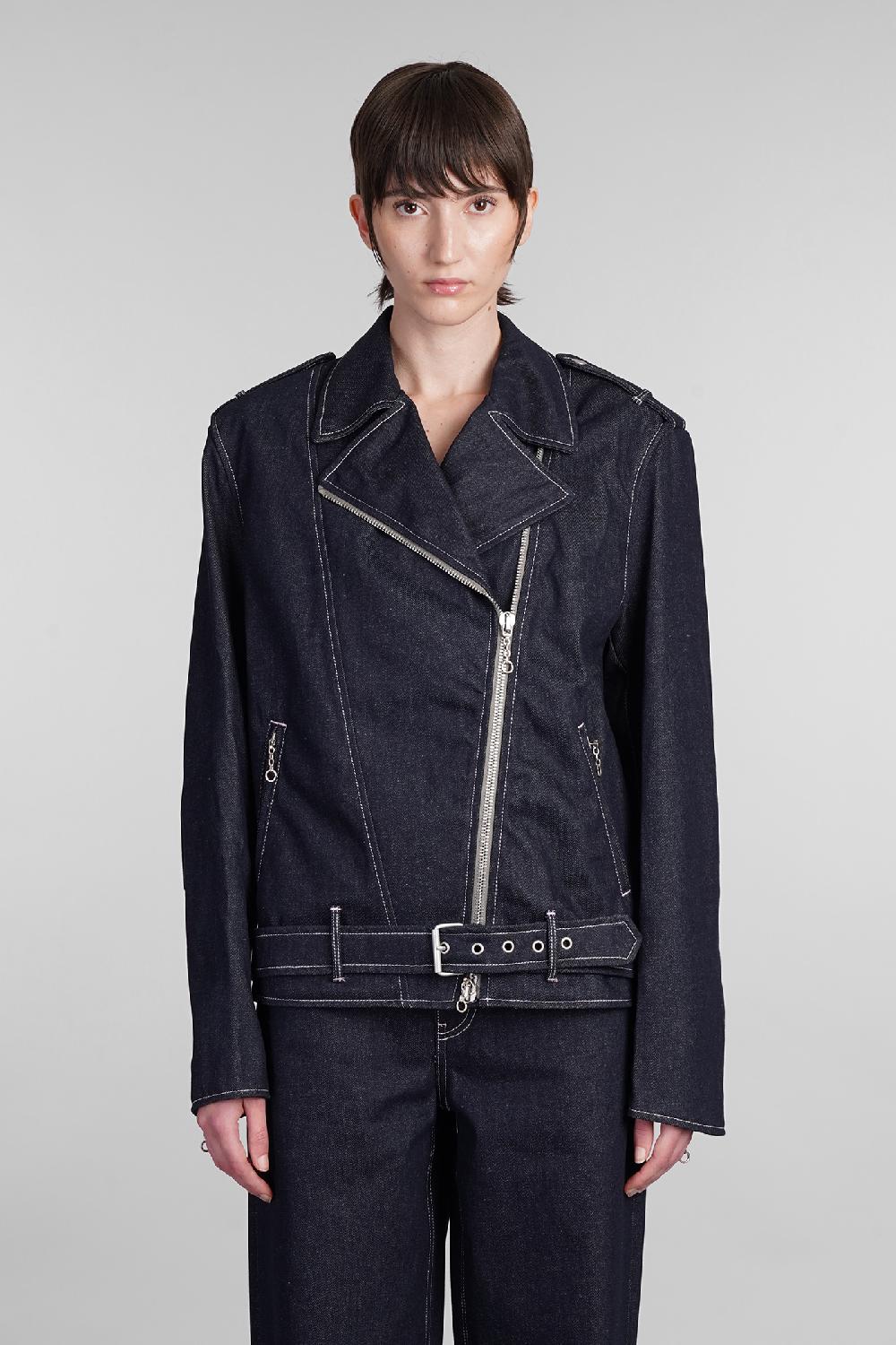 Deliberti Fiorucci Giacca biker in cotone blu cod. 401885 - Deliberti The Luxury Shopping I Più Venduti