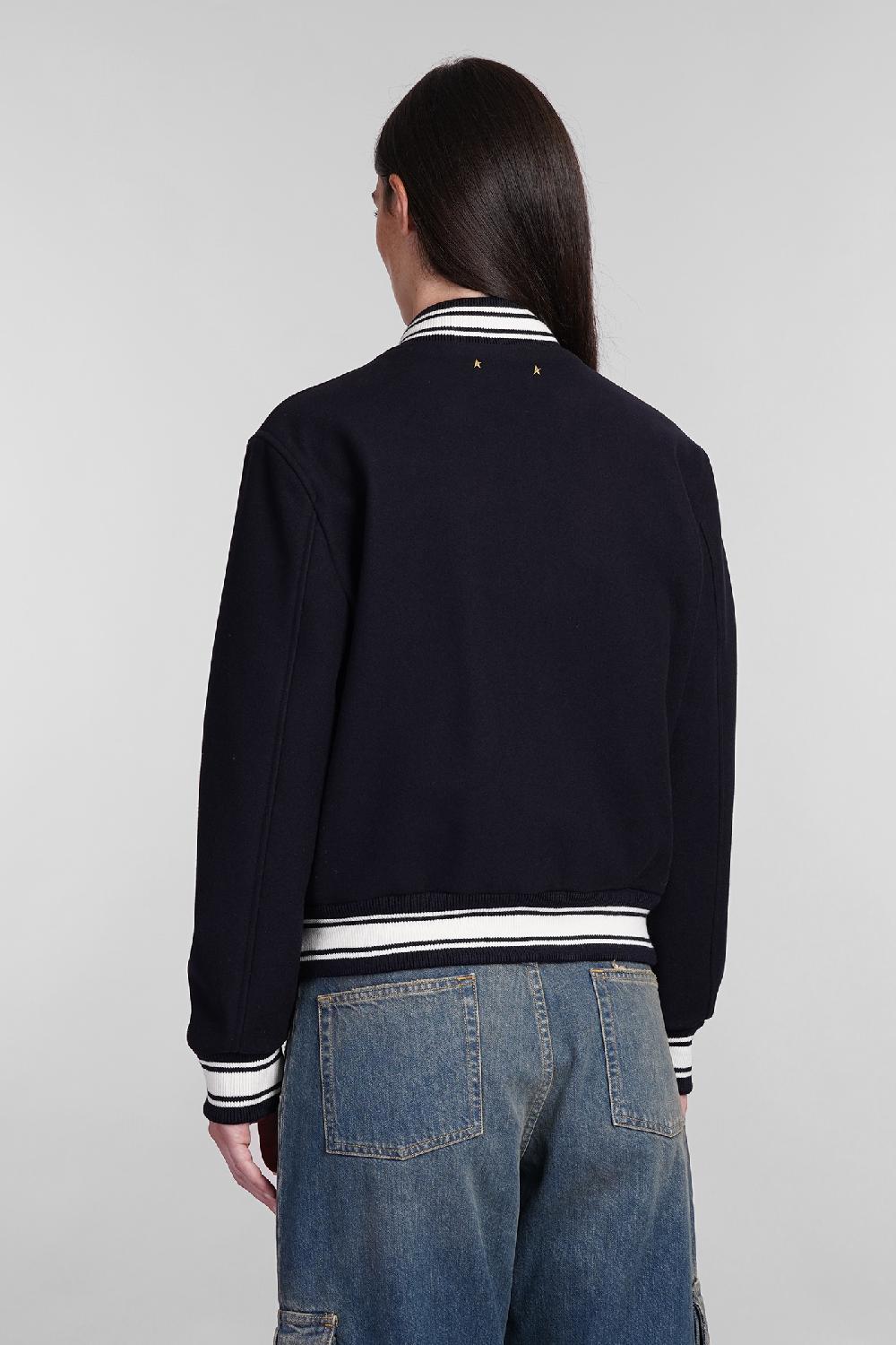 Deliberti Golden Goose Deluxe Brand Bomber in lana blu cod. 404886 - Deliberti The Luxury Shopping In Vendita