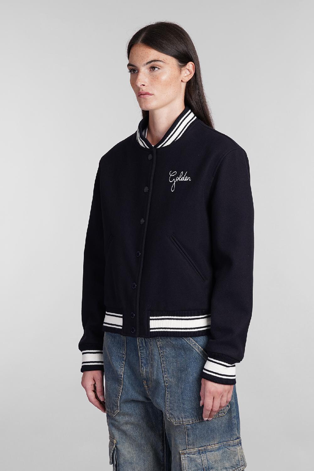 Deliberti Golden Goose Deluxe Brand Bomber in lana blu cod. 404886 - Deliberti The Luxury Shopping In Vendita