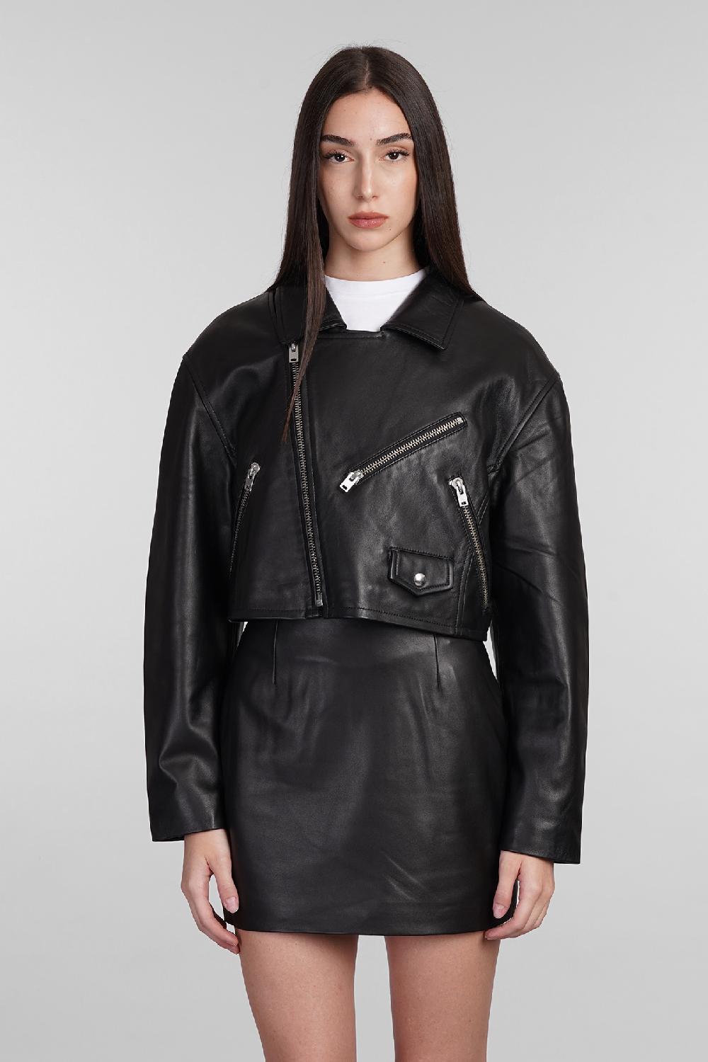 Deliberti Iro Giacca biker castilli in pelle nera cod. 407093 - Deliberti The Luxury Shopping