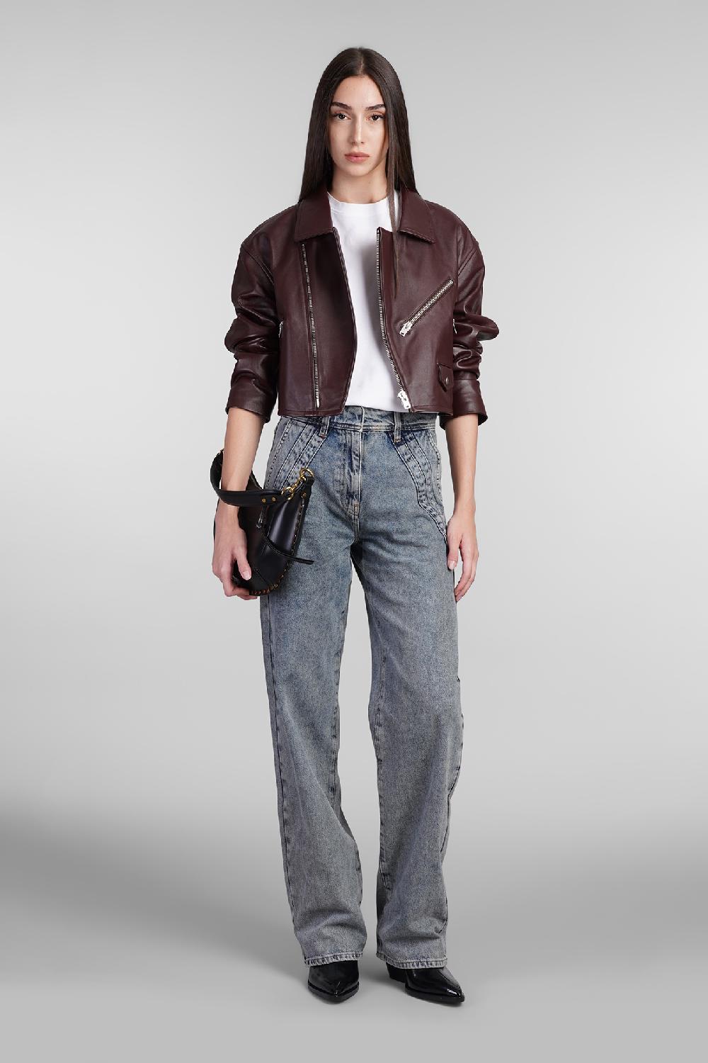 Deliberti Iro Giacca biker castilli in pelle bordeaux cod. 407094 - Deliberti The Luxury Shopping Prezzo basso