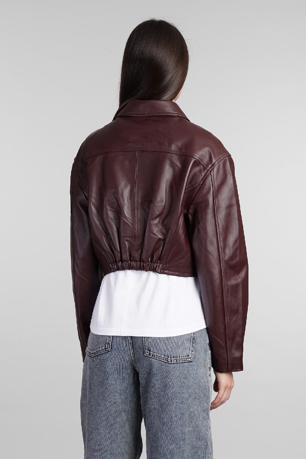 Deliberti Iro Giacca biker castilli in pelle bordeaux cod. 407094 - Deliberti The Luxury Shopping Prezzo basso