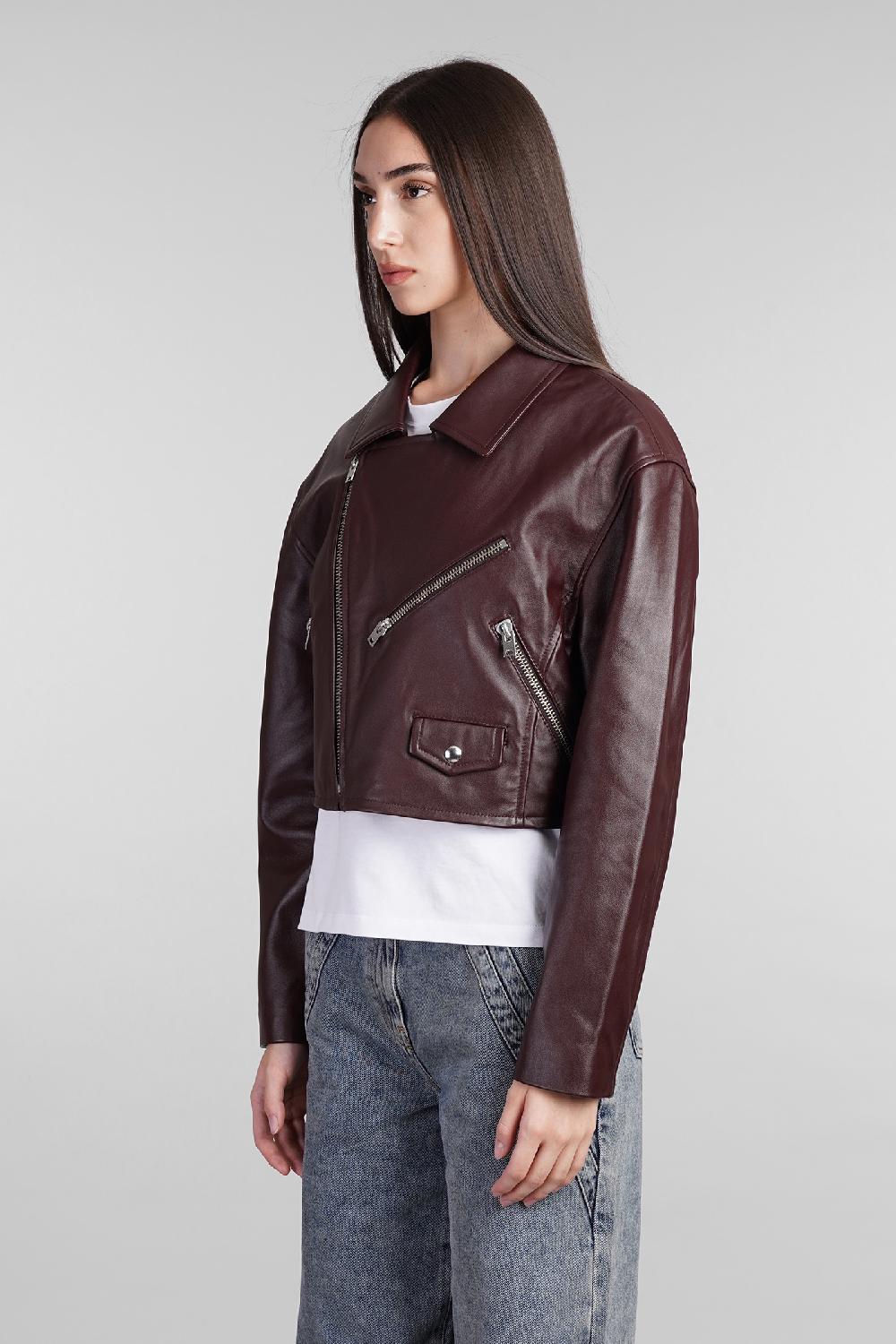 Deliberti Iro Giacca biker castilli in pelle bordeaux cod. 407094 - Deliberti The Luxury Shopping Prezzo basso