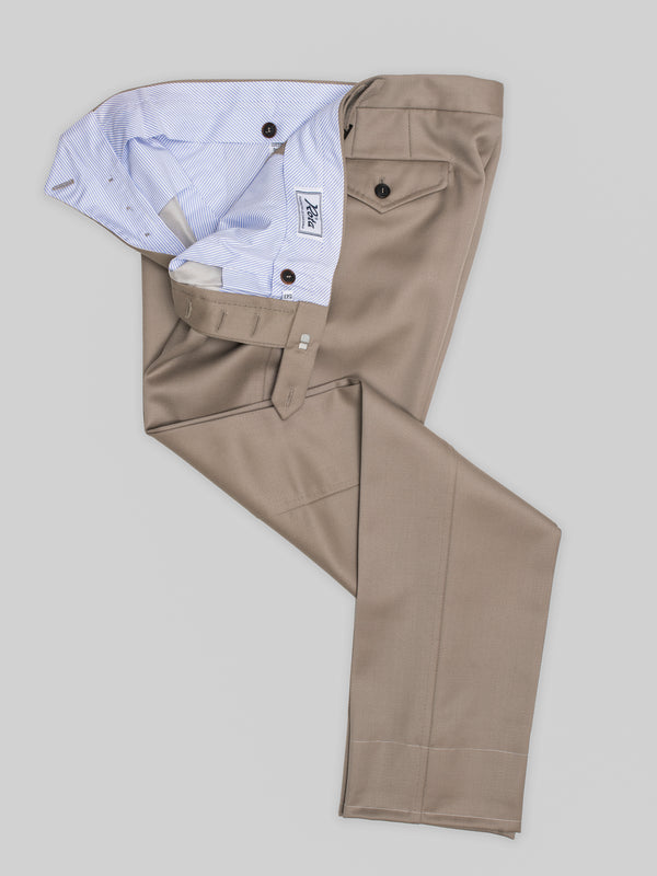 Rota Winter Beige pair of regular fit cavalry twill wool trousers Moda