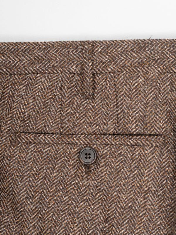 Rota Winter Brown herringbone wool cashmere trousers Promozione