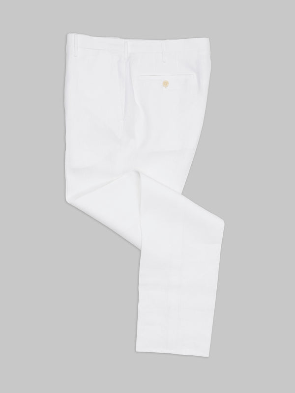 Rota Summer White pair of regular fit linen trousers Economico