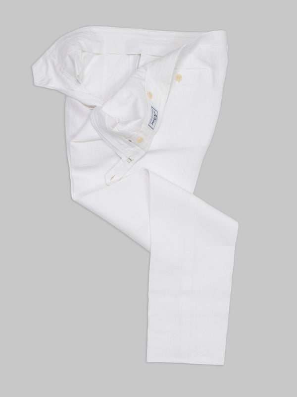 Rota Summer White pair of regular fit linen trousers Economico