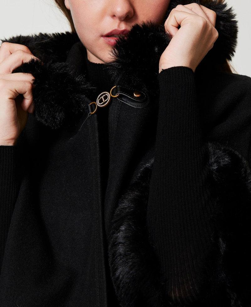 Scee by twin set Poncho in panno e faux fur Novità