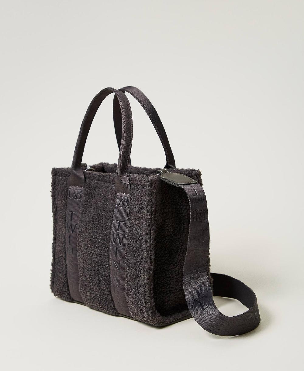 Scee by twin set Borsa shopper in faux fur effetto furry In Linea