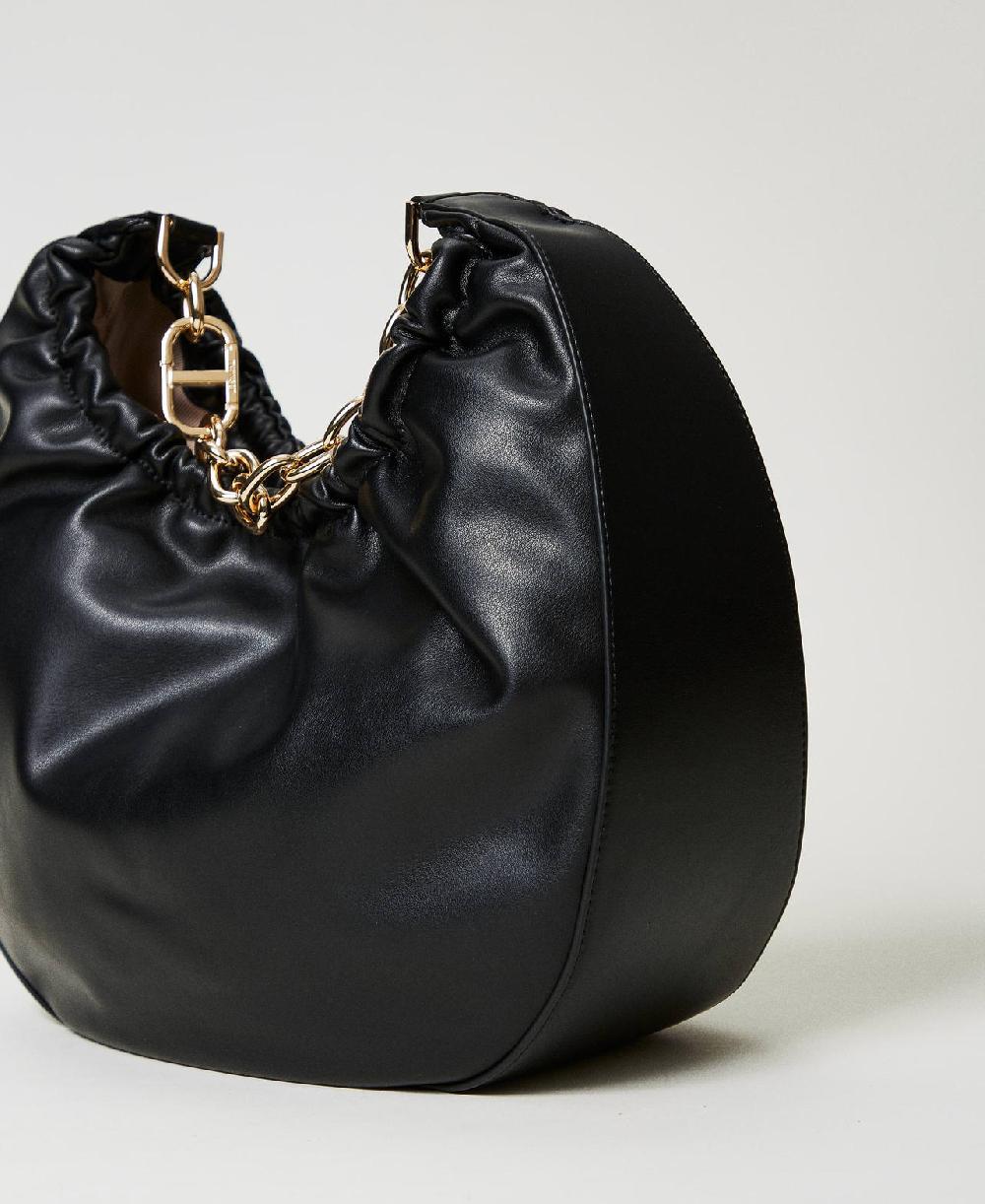 Scee by twin set Borsa hobo ‘Croissant’ con arricciatura e Oval T Qualità