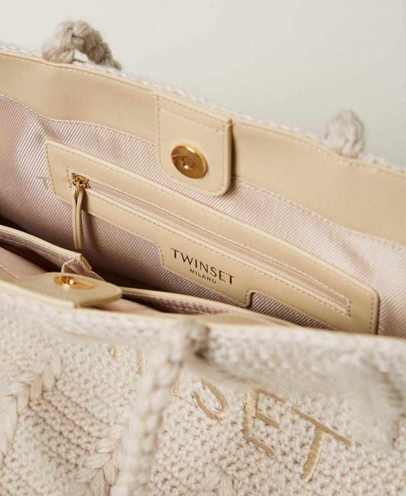 Scee by twin set Borsa shopper 'Bohémienne' tricot con logo Promozione Limitata