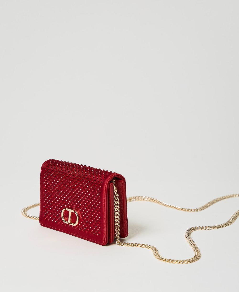 Scee by twin set Mini borsa a tracolla in raso con strass Presa