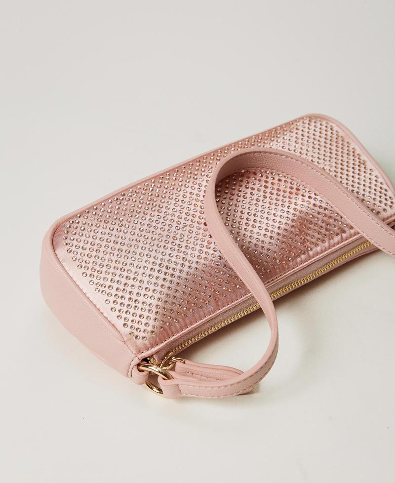 Scee by twin set Mini borsa in raso con strass e Oval T In Vendita
