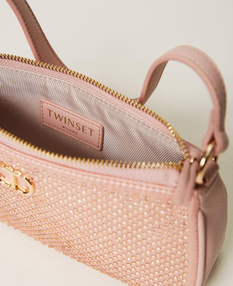 Scee by twin set Mini borsa in raso con strass e Oval T In Vendita