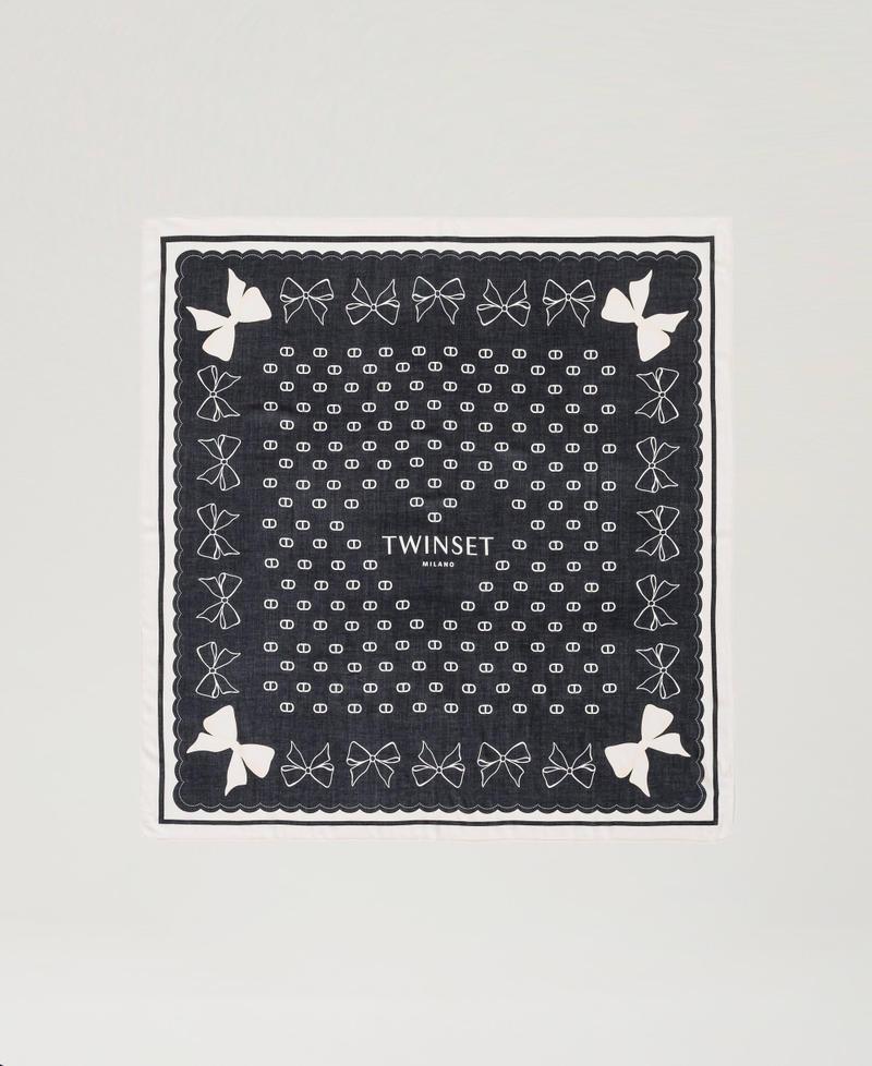 Scee by twin set Kefiah con stampa fiocchi e logo Vendite Flash
