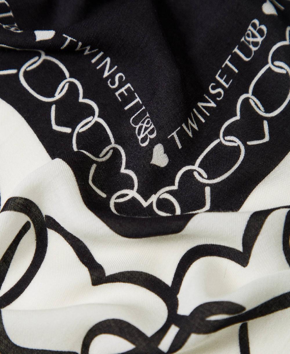 Scee by twin set Kefiah con stampa a cuori In Saldo