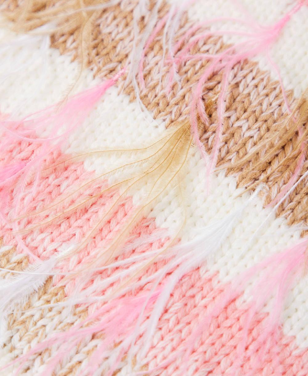 Scee by twin set Sciarpa jacquard con piume Nuova