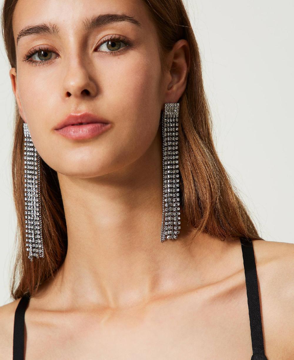 Scee by twin set Orecchini con frange di strass Offerta speciale