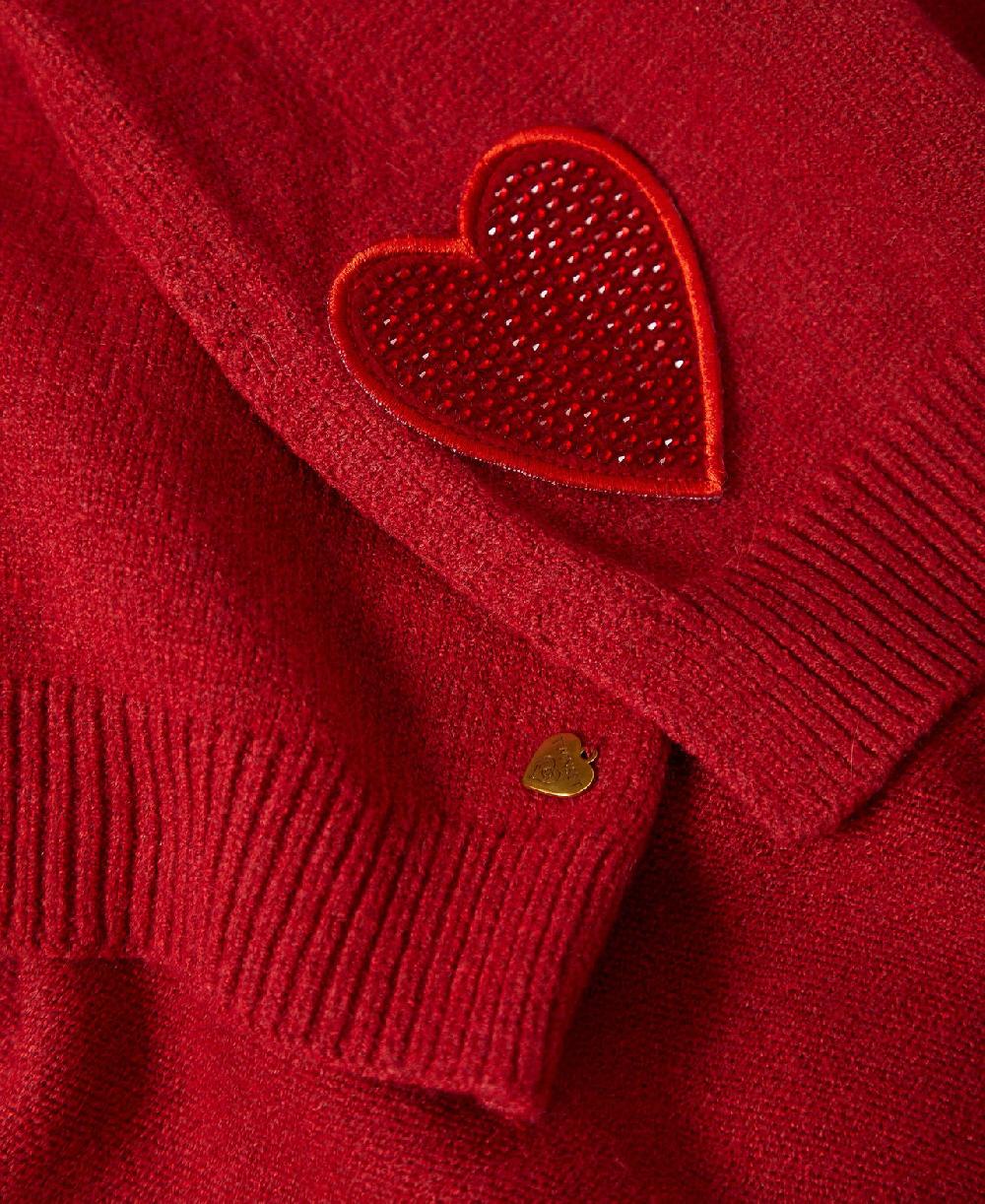 Scee by twin set Sciarpa in maglia con patch a cuore Vendita calda