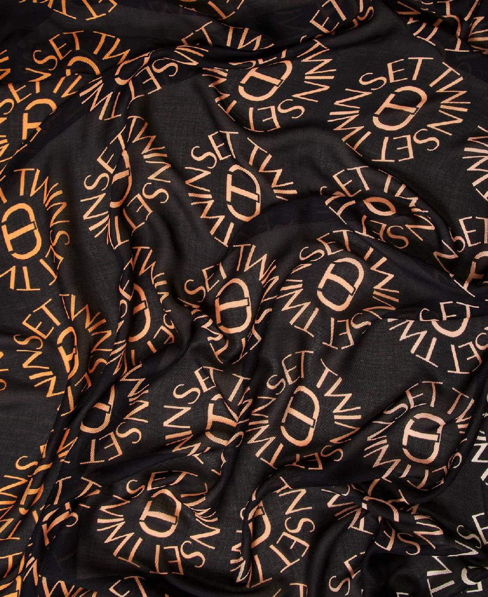 Scee by twin set Kefiah con stampa Oval T e logo Latest fashion