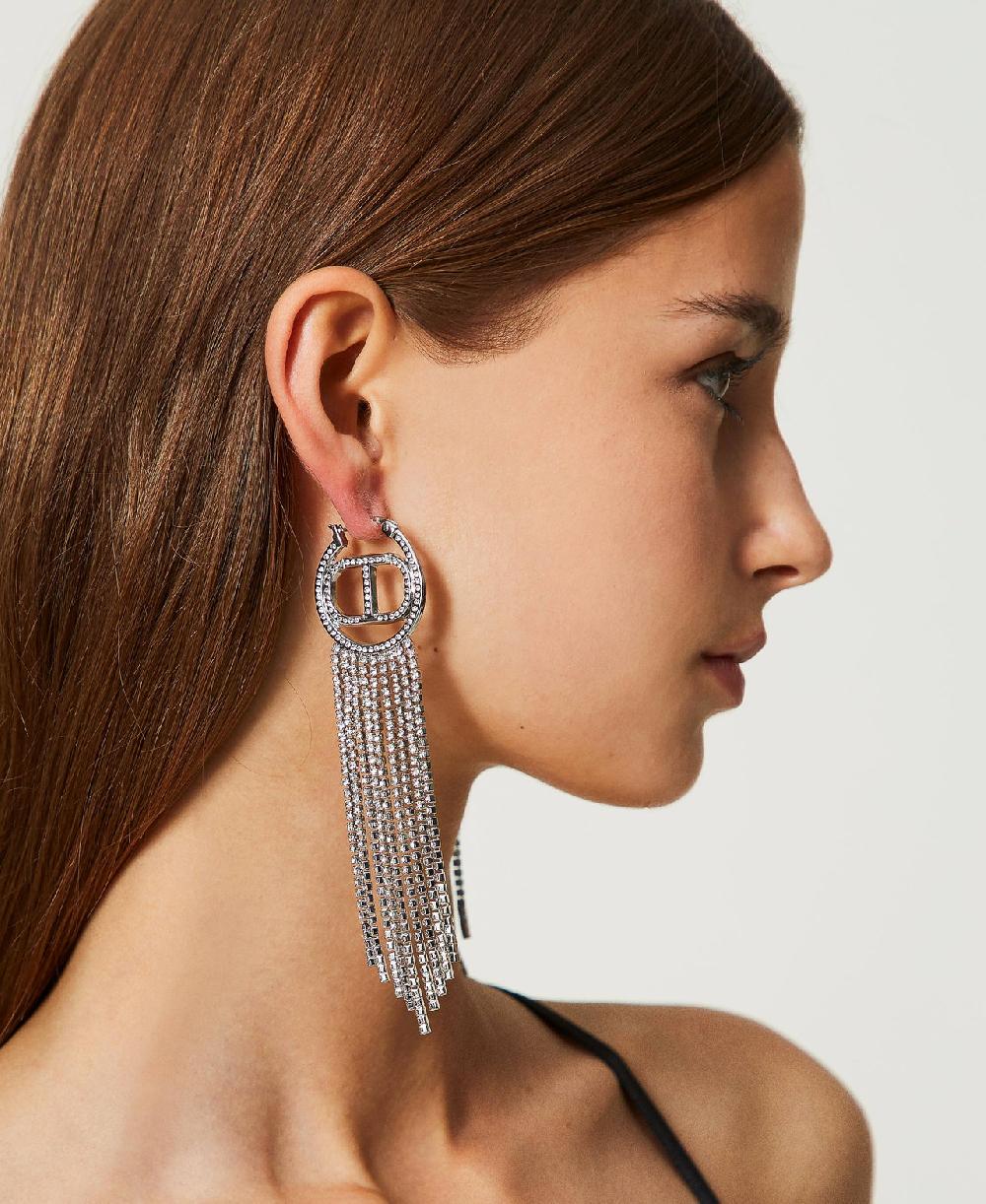 Scee by twin set Orecchini con Oval T e frange strass Offerte esclusive