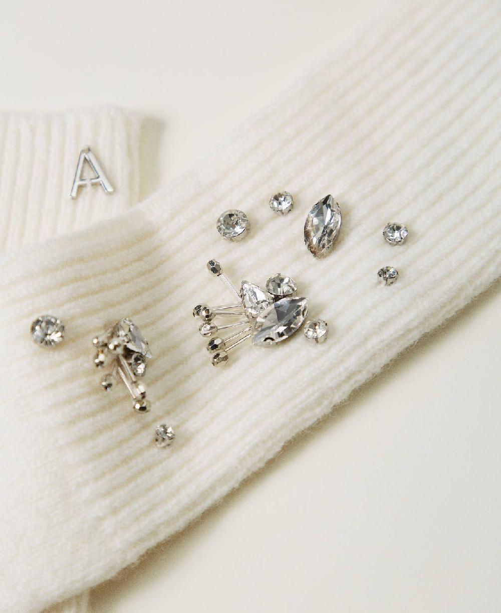 Scee by twin set Guanti in maglia con ricami Ritorno libero