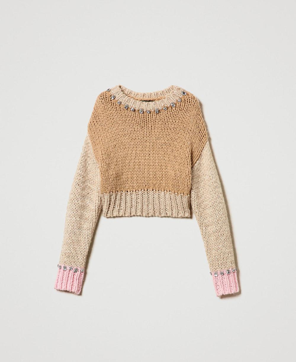 Scee by twin set Maglia color block con ricami a mano Fino al 65% di sconto