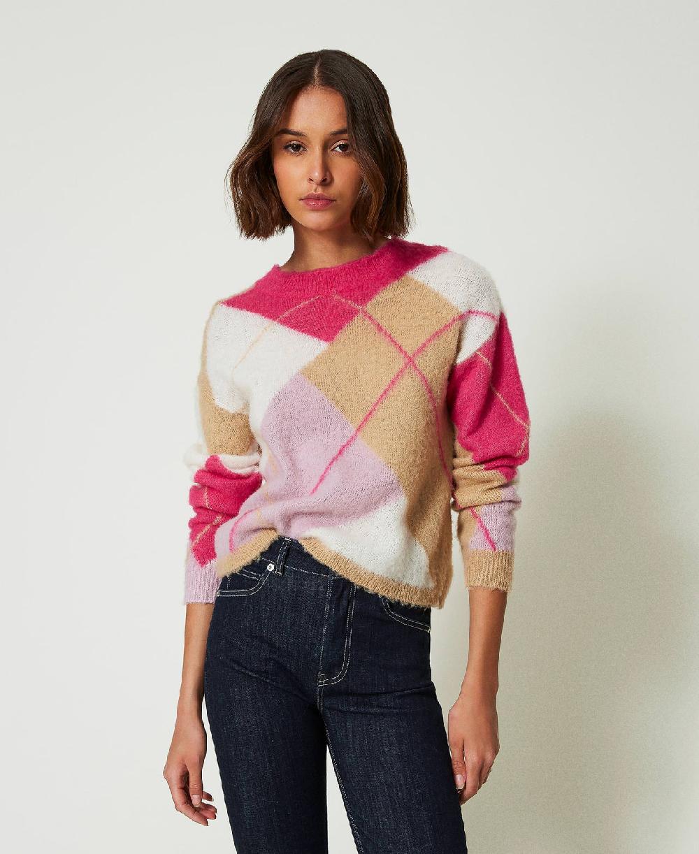 Scee by twin set Maglia jacquard argyle in misto lana Only for today