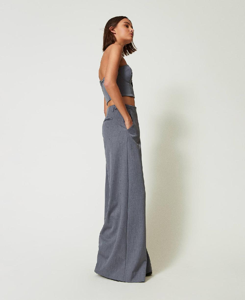 Scee by twin set Pantaloni a palazzo MYFO con ricamo Offerta speciale della fabbrica