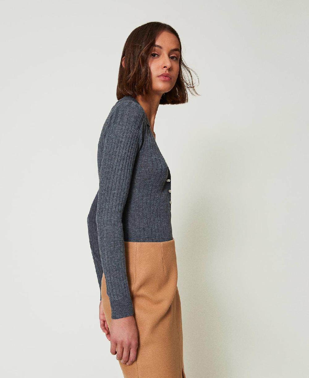 Scee by twin set Maglia a coste con ricamo Sostegno trimestrale