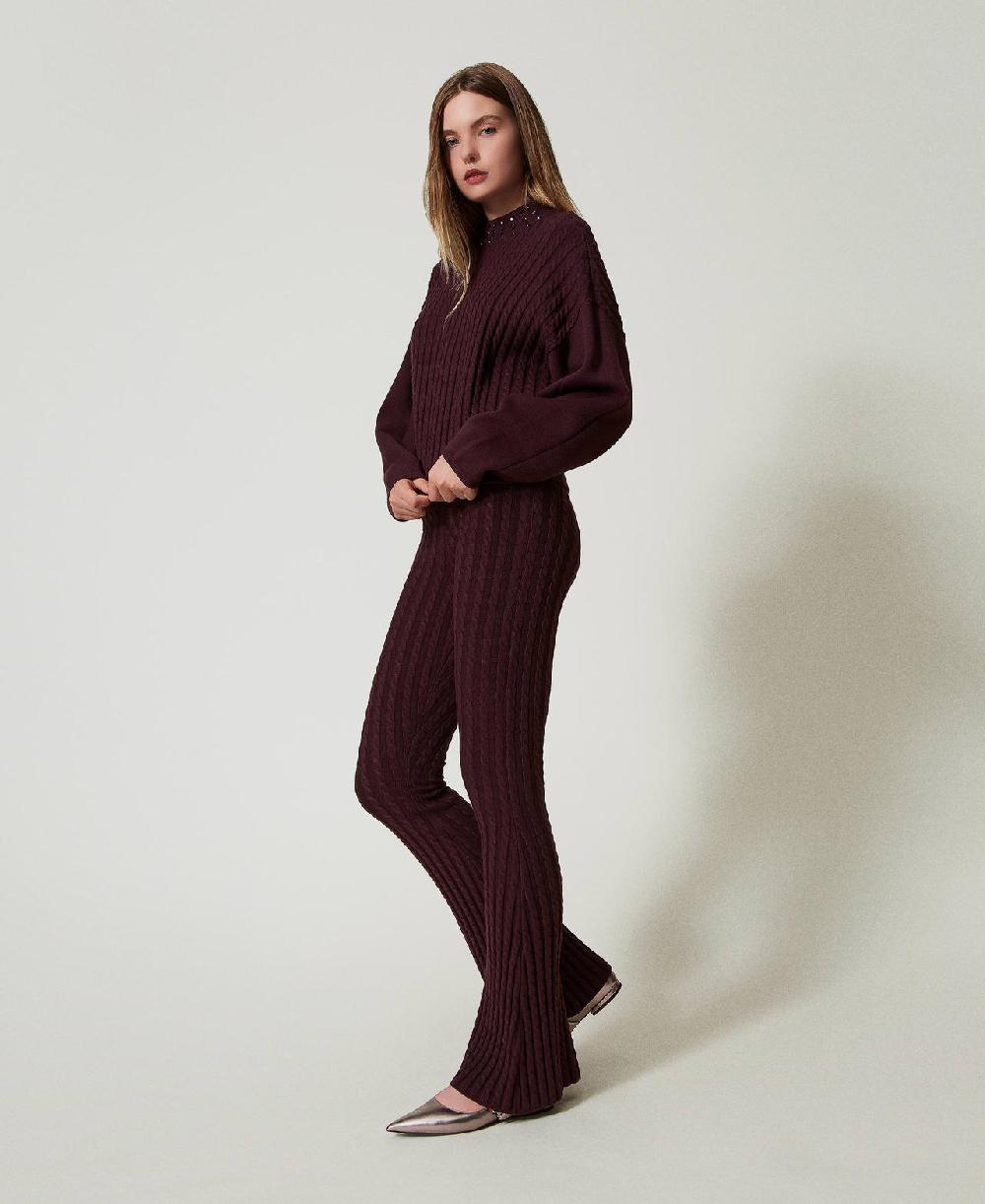 Scee by twin set Pantaloni flare in maglia a trecce Discount Store per i nuovi prodotti