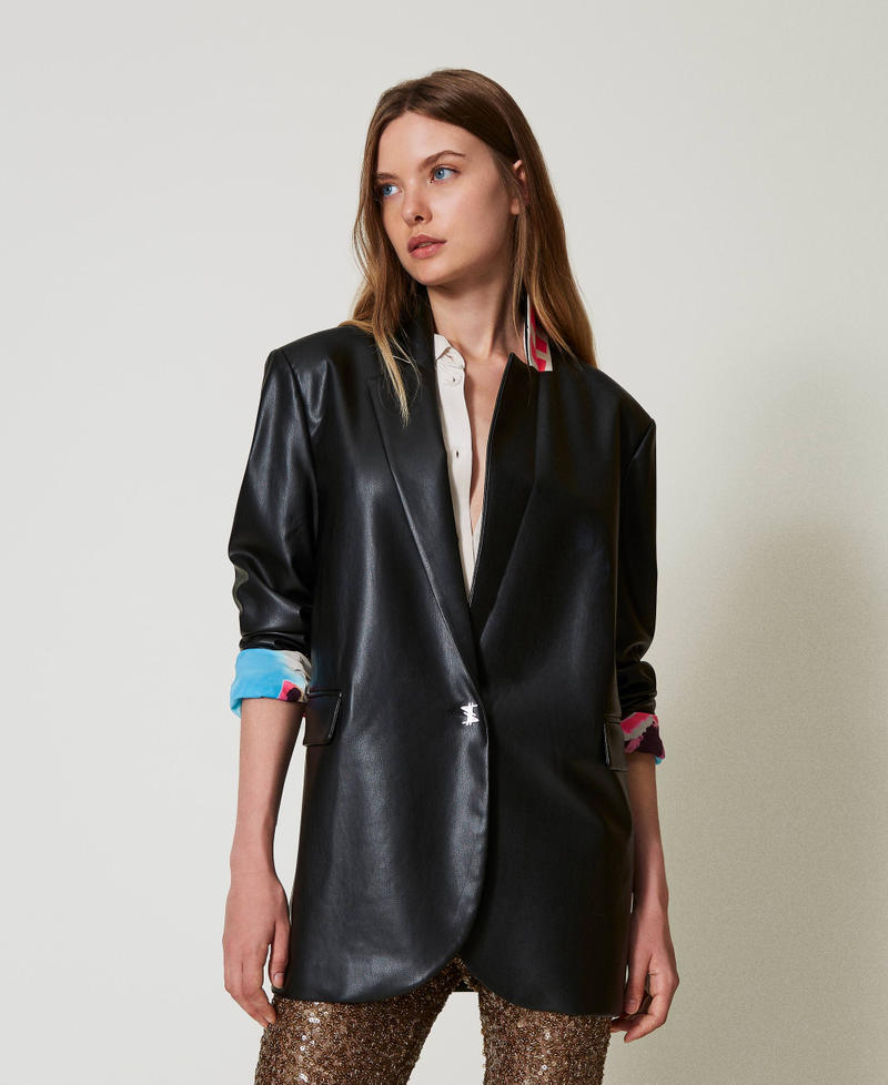 Scee by twin set Giacca blazer MYFO effetto pelle Solo un giorno rimasto