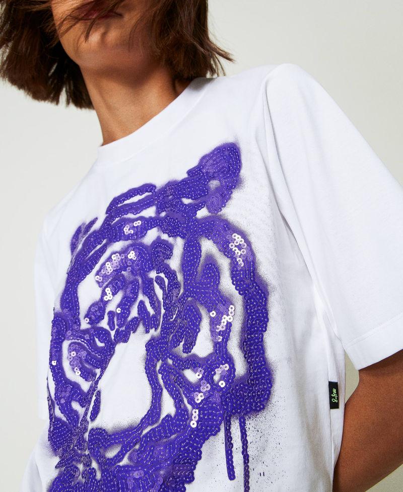 Scee by twin set T-shirt boxy MYFO con stampa e paillettes Officina