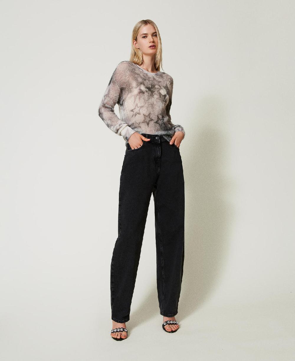 Scee by twin set Jeans nero carrot fit cinque tasche 50% di sconto per tempo limitato