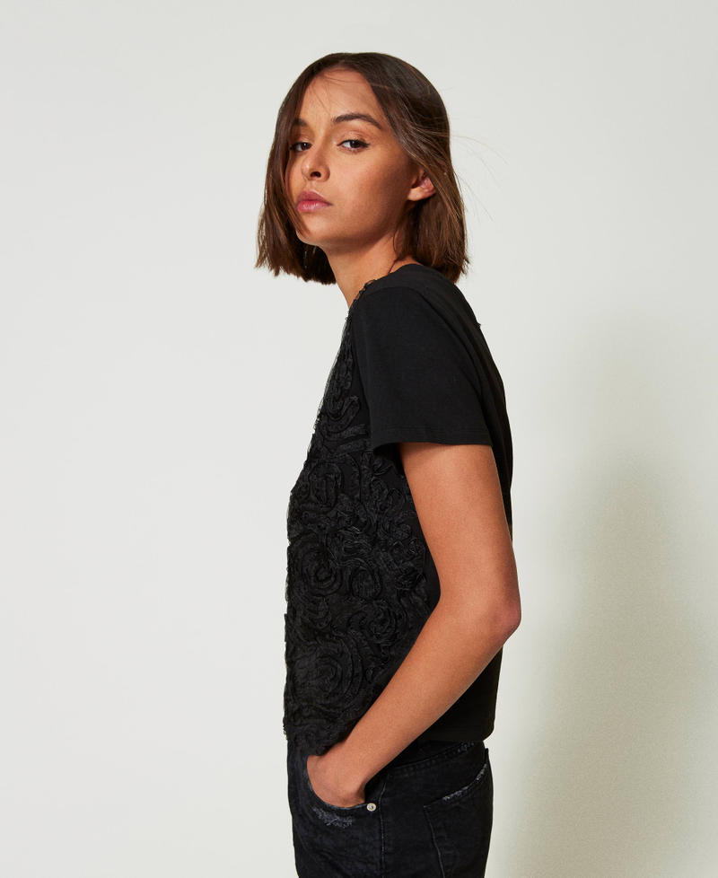 Scee by twin set T-shirt con ricami in organza Nuovo