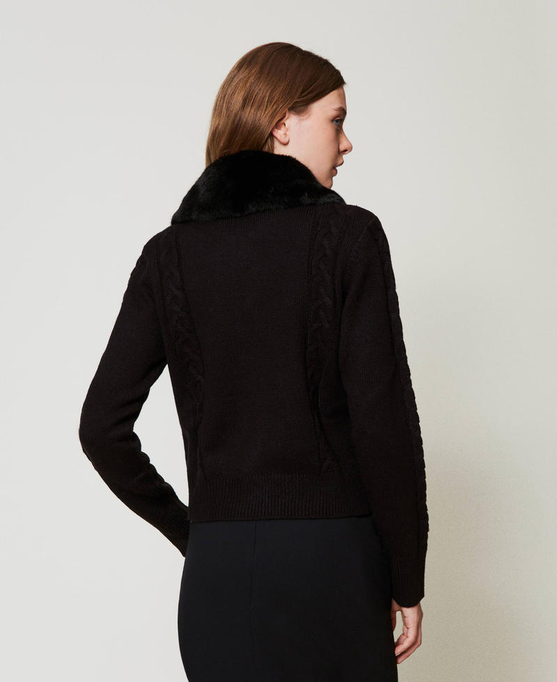 Scee by twin set Cardigan corto con collo in faux fur Vendita