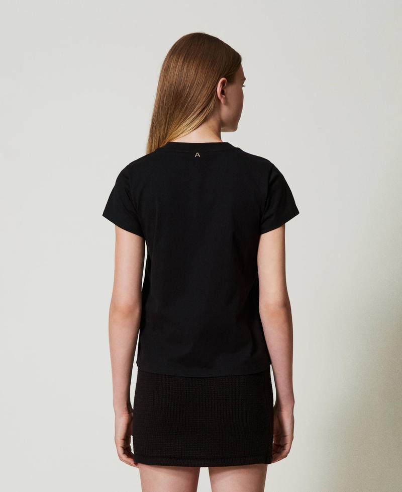 Scee by twin set T-shirt con logo e strass Soddisfazione Garantita