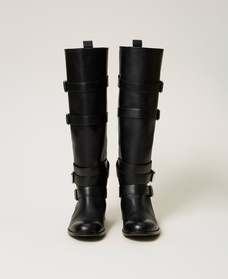 Scee by twin set Stivali in pelle con cinturini Saldi Di Fabbrica