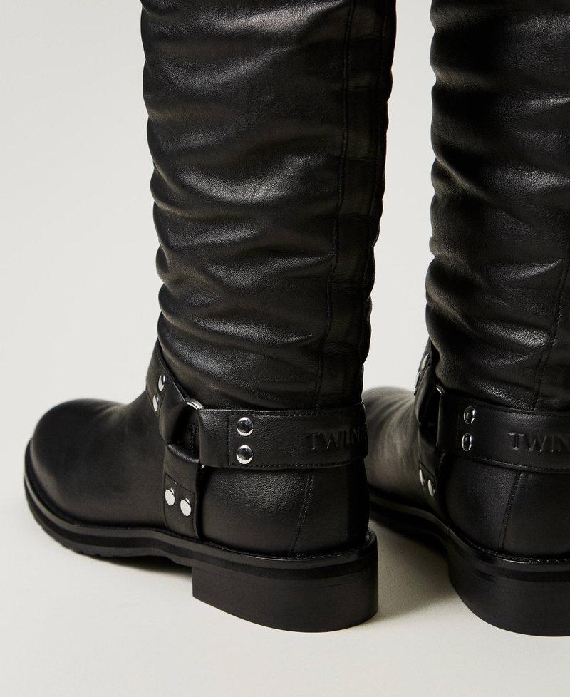 Scee by twin set Stivali alti 'Darcy' in pelle con cinturini Moda