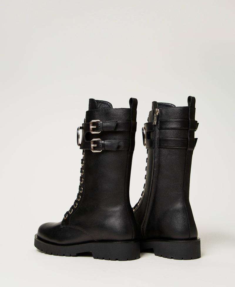 Scee by twin set Anfibi alti in pelle con Oval T Shopping online
