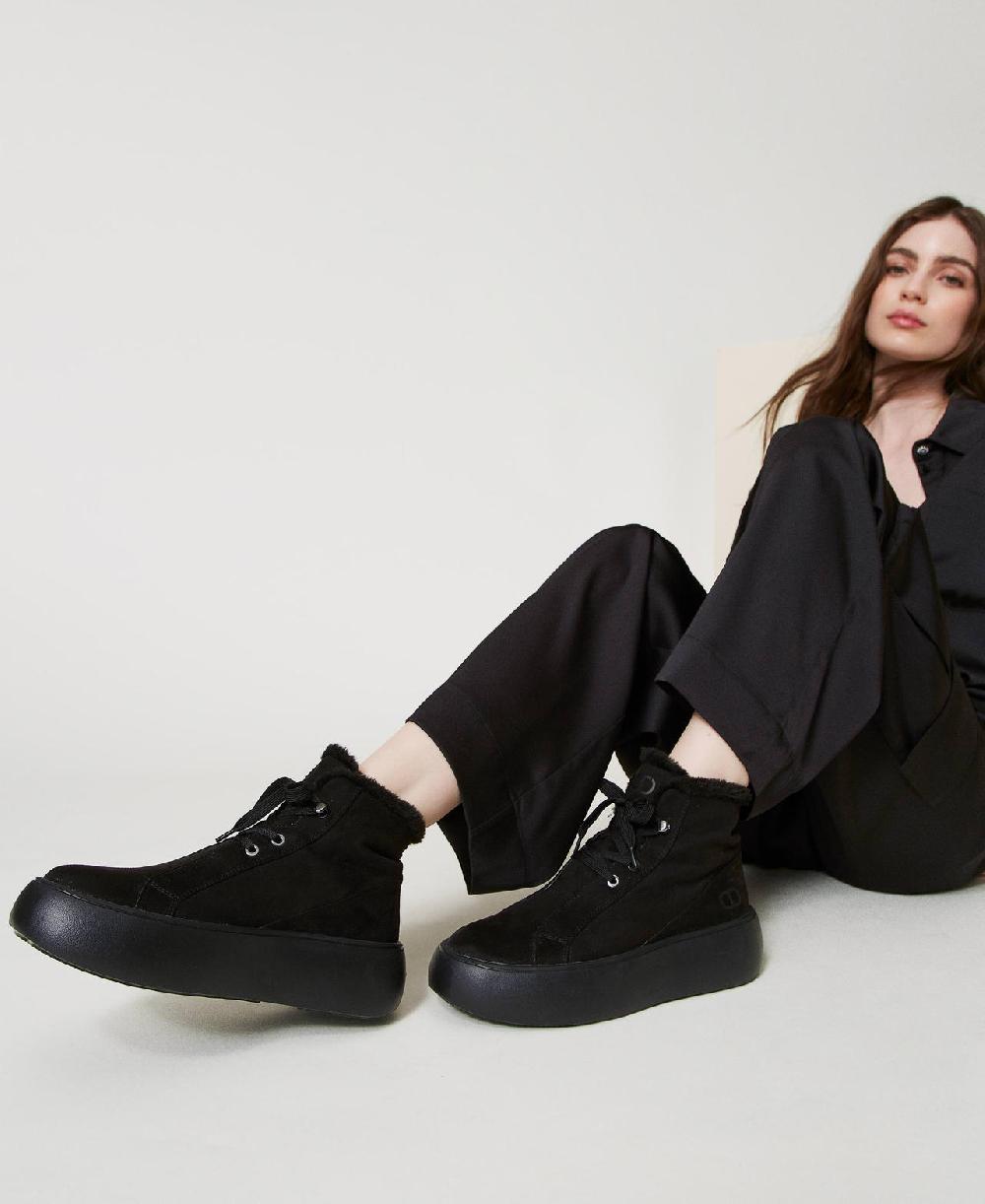 Scee by twin set Sneakers alta con faux fur Vendite stagionali